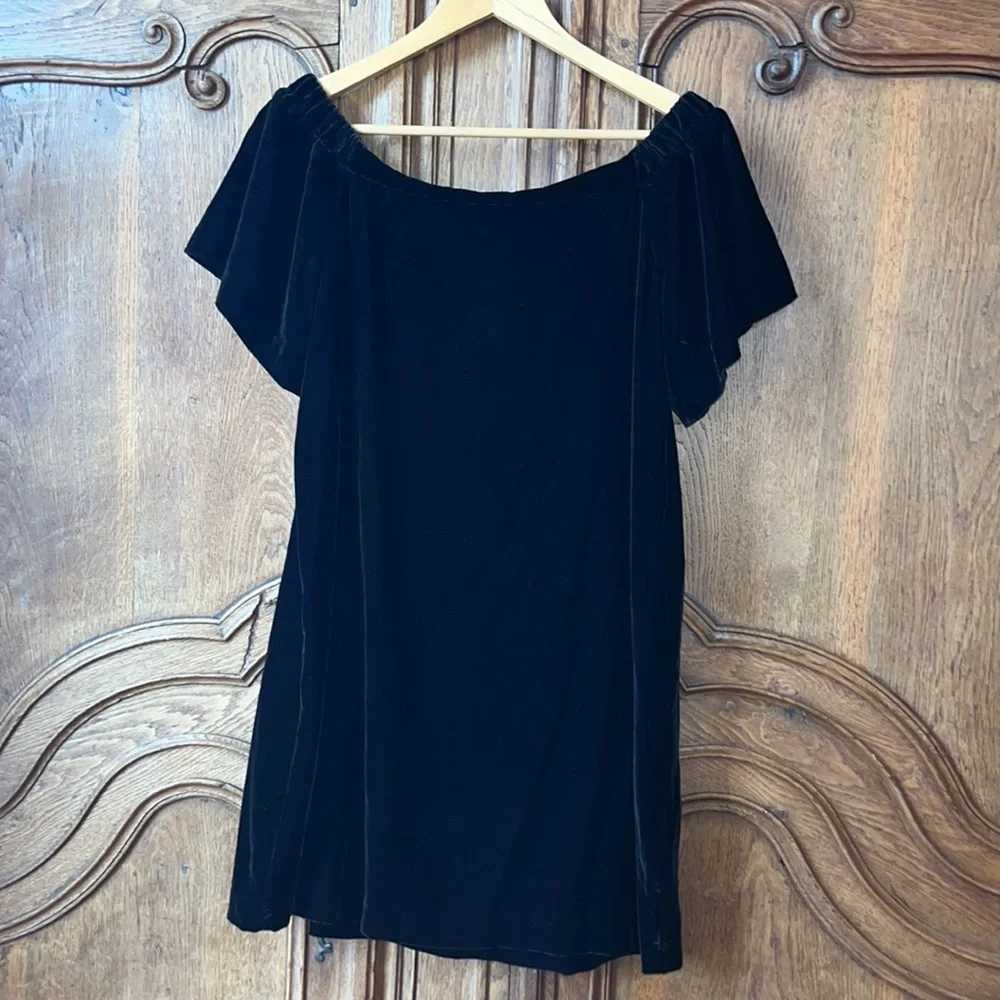 NEW LOFT Velvet black off the shoulder dress